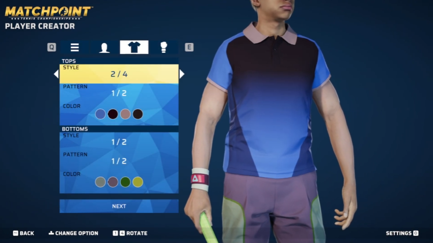 customize character Matchpoint Tennis