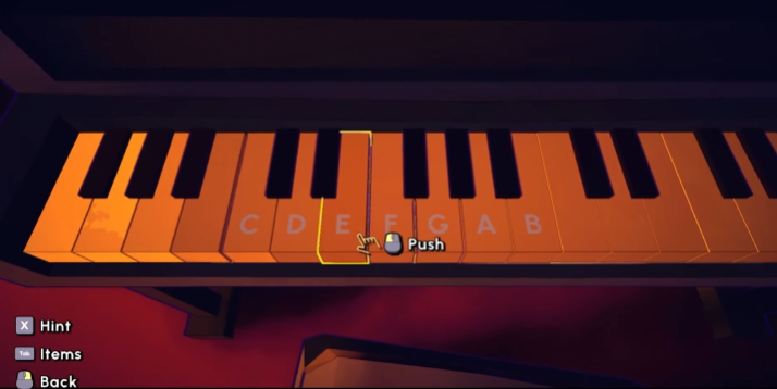 Piano keys with letters