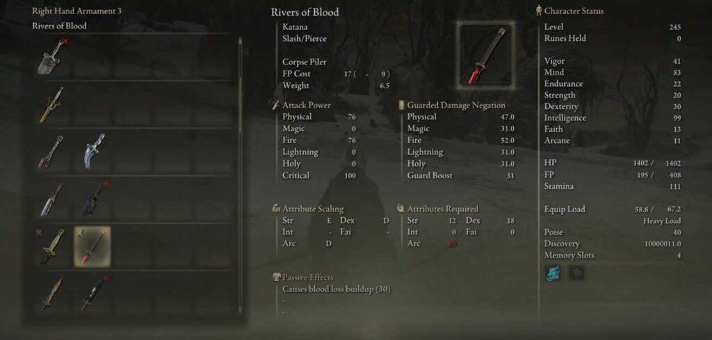 Rivers of Blood in Elden Ring