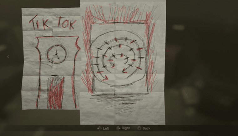 The drawing of the red safe clue. Screenshot taken from other gameplay.