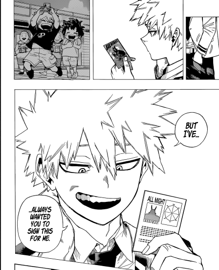 Bakugou thinking about his All Might card