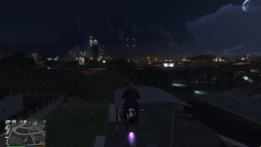 Take the helicopter to reach the blue dot location
