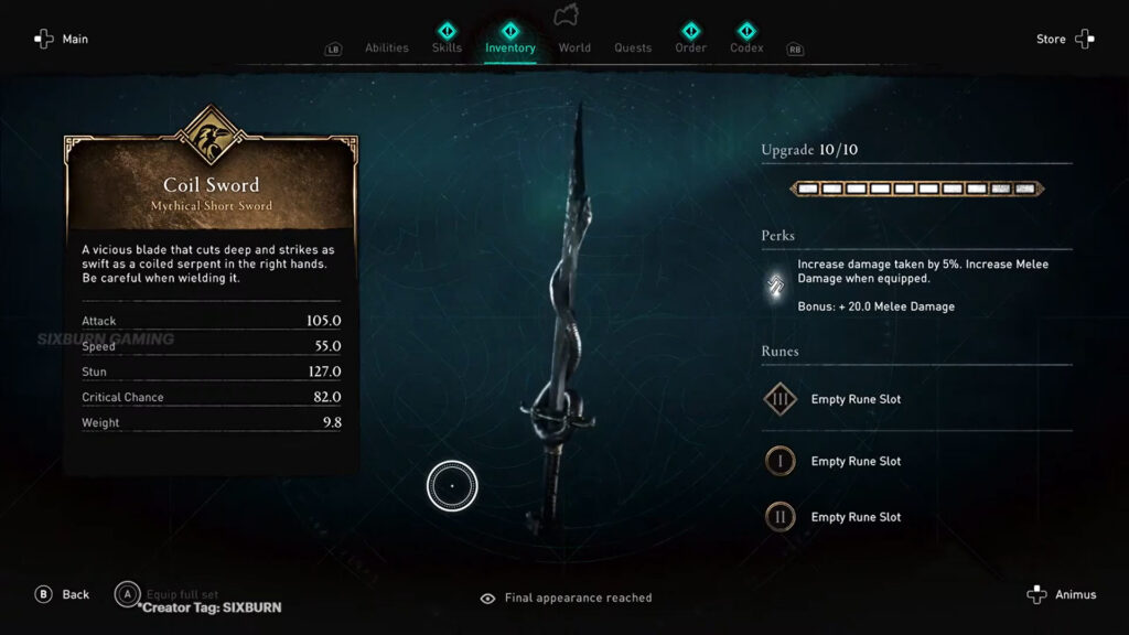assassin creed valhalla one handed sword 