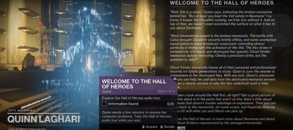 Destiny 2 Welcome to the Hall of Heroes