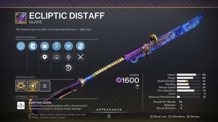 Destiny 2 The Ecliptic Distaff